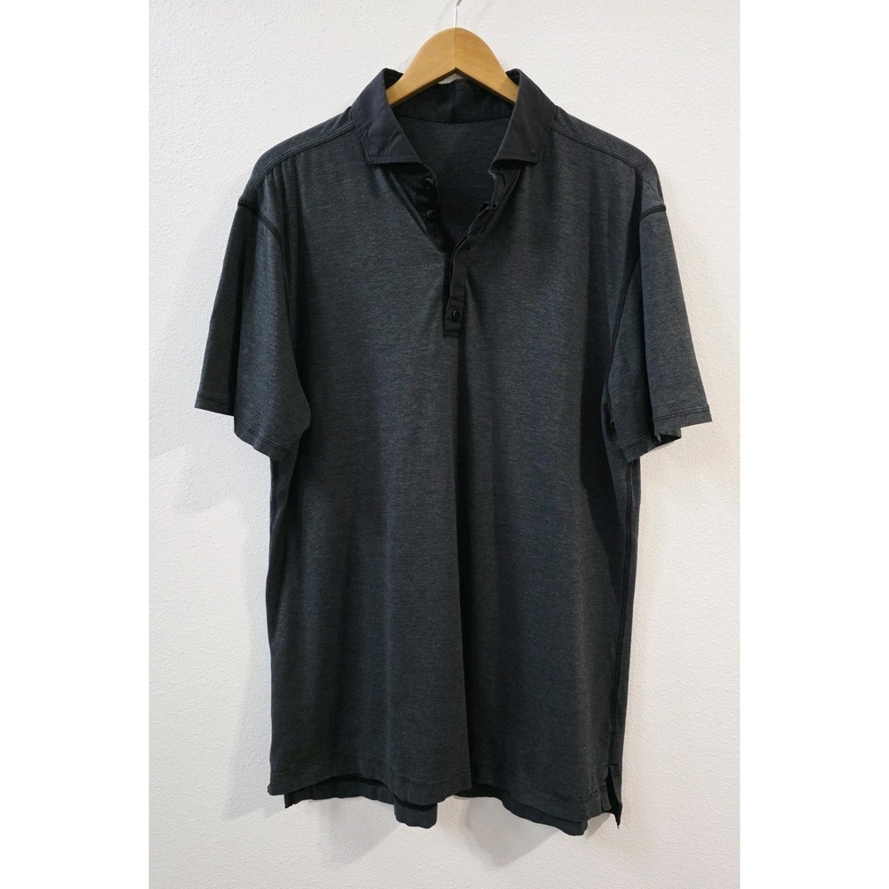 Lululemon Polo Shirt Men's Size Large Short Sleeve Stretch Activewear Gray